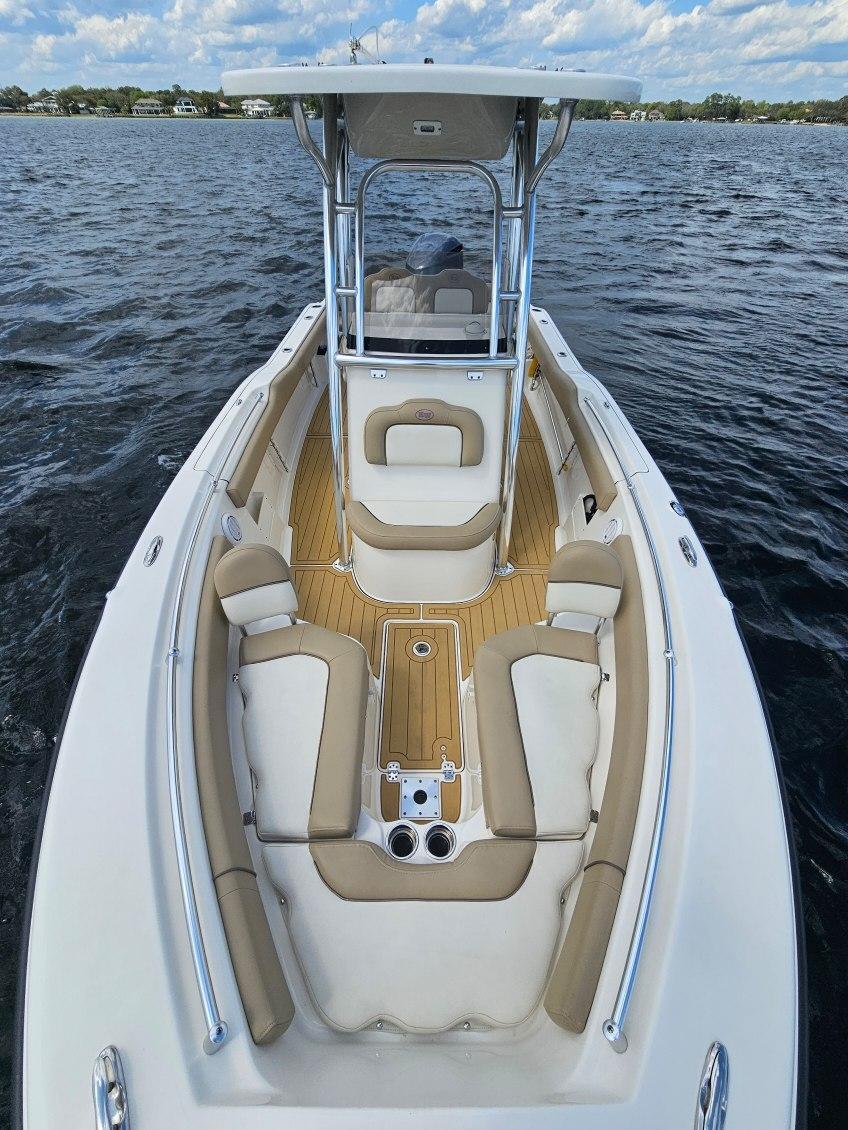 front seating area on a Key West center console boat