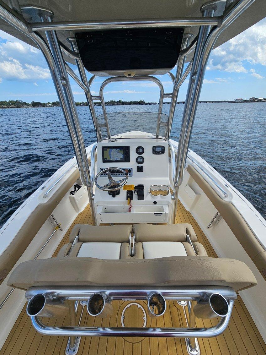overhead view of a key west center console fishing boat