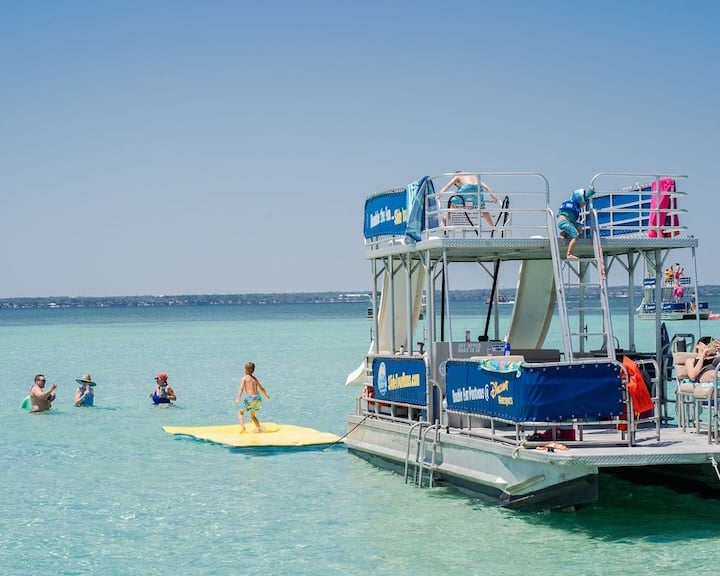 Double Decker Pontoon and Lily Pad at Crab Island in Destin