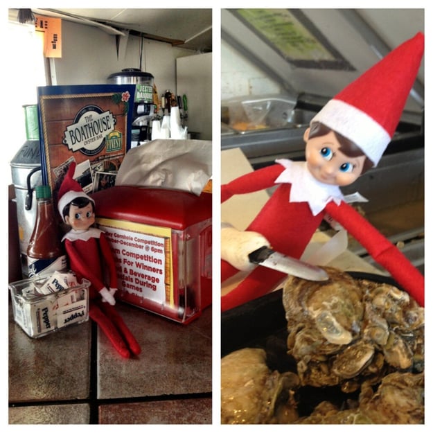 elf on the shelf shucks oysters