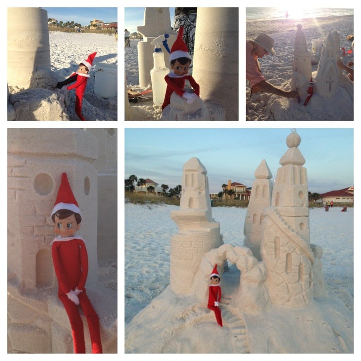 elf builds a sandcastle in Destin
