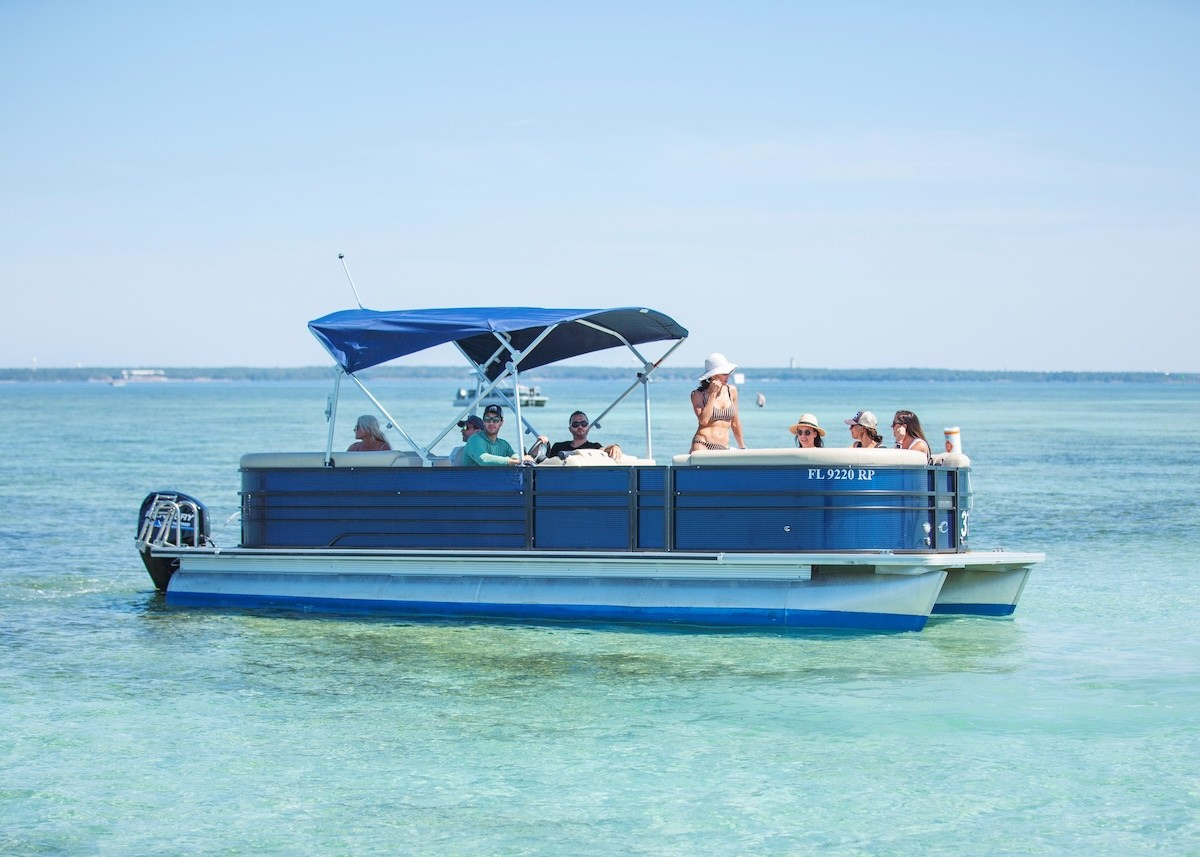 12 Person Luxury Pontoon floating in Destin FL