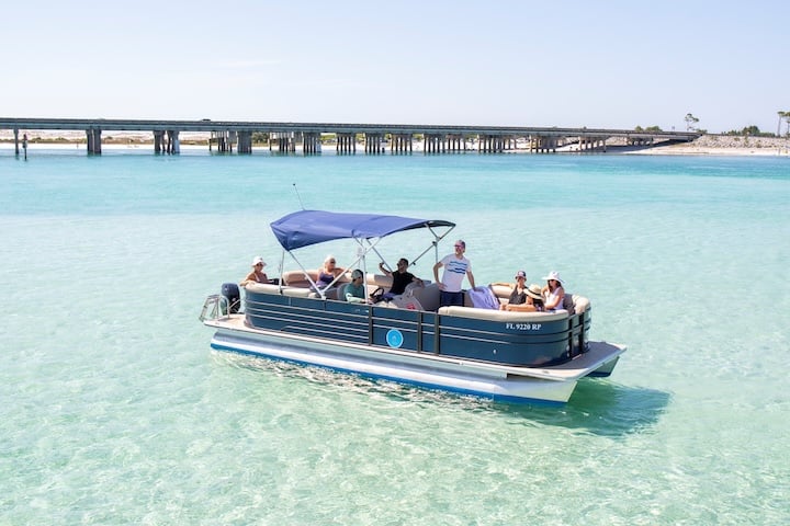 taking a standard pontoon to crab island in destin fl
